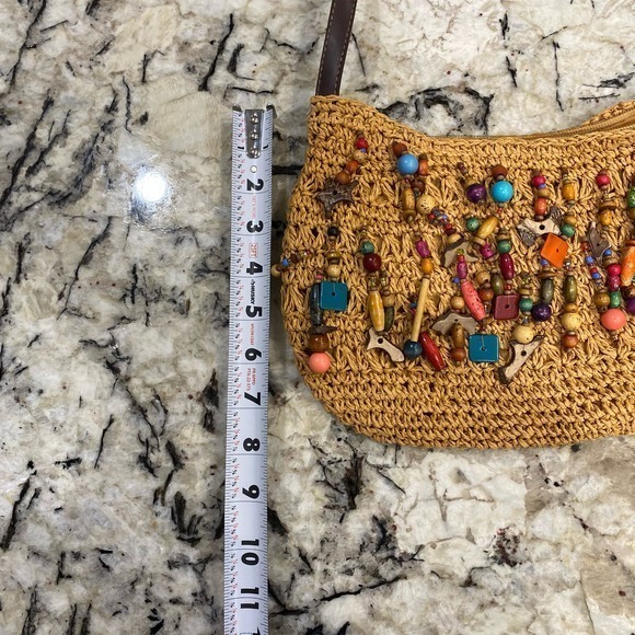 Cappelli Straworld Boho Crossbody Bag Purse Beads Stones Charms - Picture 4 of 7
